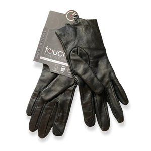 Fownes Touchpoint Cashmere Line Lambskin Leather Smart Touch Gloves Medium Black